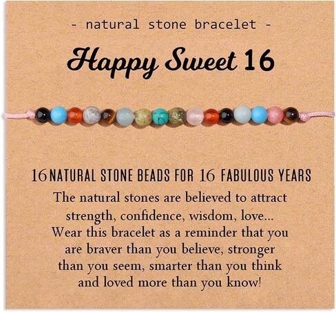 Natural Healing Crystal Bracelet Gifts for Girls Women, Happy 7-50 Year Old Birthday Milestone Bead Bracelets for Daughter Granddaughter Sister Niece Friends Mom Aunt Grandma in Kuwait