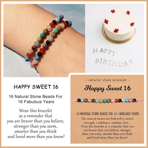 Natural Healing Crystal Bracelet Gifts for Girls Women, Happy 7-50 Year Old Birthday Milestone Bead Bracelets for Daughter Granddaughter Sister Niece Friends Mom Aunt Grandma in Kuwait