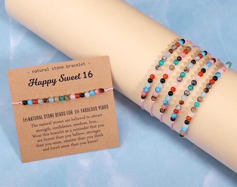 Natural Healing Crystal Bracelet Gifts for Girls Women, Happy 7-50 Year Old Birthday Milestone Bead Bracelets for Daughter Granddaughter Sister Niece Friends Mom Aunt Grandma in Kuwait