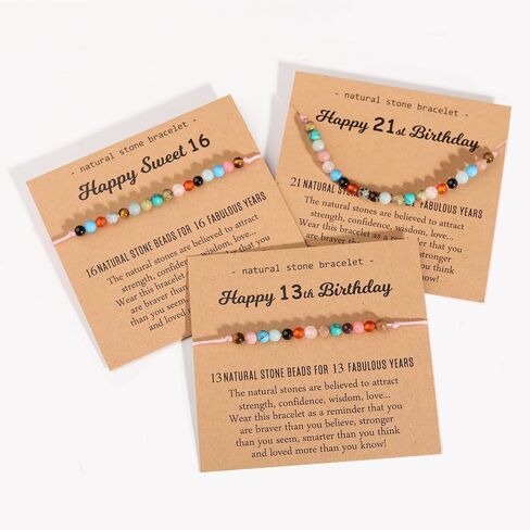 Natural Healing Crystal Bracelet Gifts for Girls Women, Happy 7-50 Year Old Birthday Milestone Bead Bracelets for Daughter Granddaughter Sister Niece Friends Mom Aunt Grandma in Kuwait