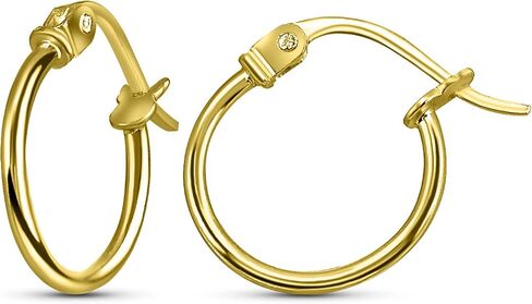 Sterling Silver Hoop Earrings for Women - Gold Hoop Earrings - Hoop Earrings Set - Thin Light Polished Round Post Click-top Hoops Earring for Women Men, 12-20mm Diameter, 1-3 Pairs Jewelry Sets in Kuwait