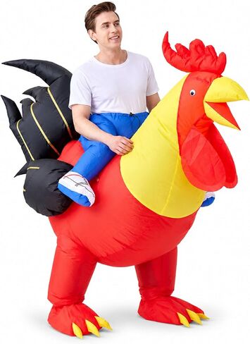 VURPOKSI Inflatable Ride on Rooster Costume Chicken Air Blow up Suit Costumes For Men Women Party Dress Halloween Christmas Cosplay Adult Size in Saudi Arabia