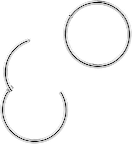 365 Sleepers 2 Pcs Stainless Steel 18G (Thin) Hinged Hoop Segment Nose Tragus Helix Lip Ring Sleeper Earrings 6mm - 8mm - 10mm in Kuwait