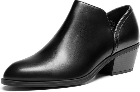 DREAM PAIRS Women's Ankle Boots Fall Boots Leather Thick Heel Side Zip Women Low Chunky Heeled Booties in Kuwait