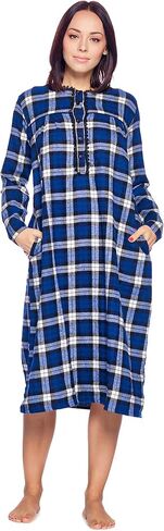 Ashford & Brooks Women's Flannel Plaid Long Sleeve Nightgown Sleepwear in Kuwait