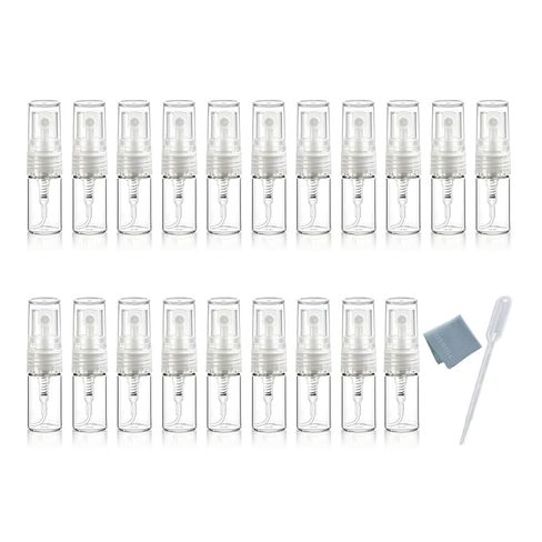 Elfenstall- 30pcs Mini Clear 2ml 5/8Dram Atomizer Vial Glass bottle Spray Refillable Perfume Empty Sample Bottle Clean Cloth Free 3ML Pipette for Travel Party in Kuwait