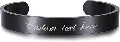 Personalized Cuff Bangle Bracelet : Polished Stainless Steel Various Inspirational Quote Bracelets Free Custom Engrave Name Mantra Text Minimalist Open Bangle Cuff for Men Women Girl Boy in Kuwait