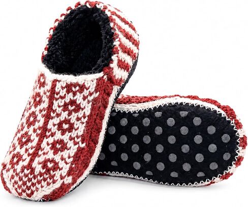Tibetan Socks Hand Knit Wool Fleece Lined Bootie Slippers in Kuwait