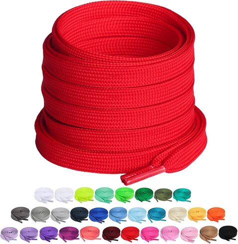 Booyckiy 2 Pairs 2/5" Flat Shoe Laces for Sneakers 26 Colors Shoelaces in 27"-72" in Kuwait