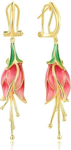 Santuzza Sterling Silver Enamel Tulip Earrings for Women in Kuwait