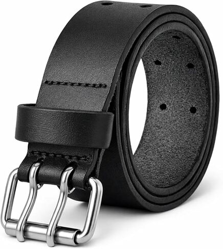 PBF Double Prong Work Belts for Men, 38mm Wide Heavy Duty, Full Grain Leather Belt for Men, Nickel Free, Cowhide Belt in Kuwait
