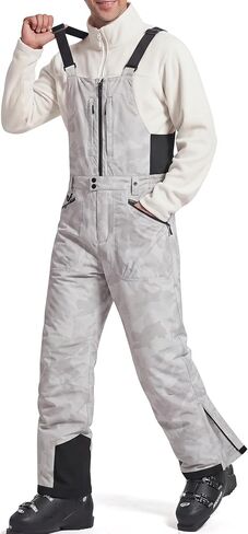 FREE SOLDIER Men's Insulated Waterproof Snow Bibs Ski Overalls in Kuwait