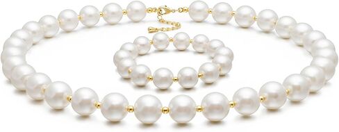 FSFOFSX Luxury Faux Beaded Pearl Necklace Bracelet Set - Pearl Strand Necklace Costume Jewelry Gifts For Women And Girls in Kuwait
