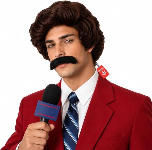 fun shack Men's Wig & Moustache-Adults Movie Newsreader Wig & Mustaches Set in Kuwait