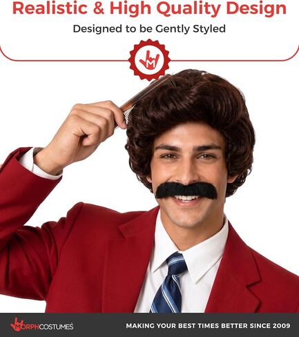 fun shack Men's Wig & Moustache-Adults Movie Newsreader Wig & Mustaches Set in Kuwait