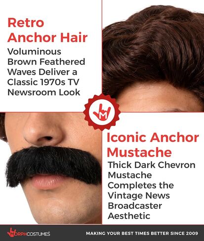 fun shack Men's Wig & Moustache-Adults Movie Newsreader Wig & Mustaches Set in Kuwait