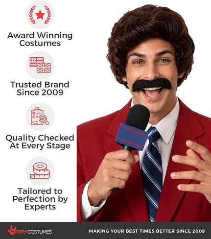 fun shack Men's Wig & Moustache-Adults Movie Newsreader Wig & Mustaches Set in Kuwait