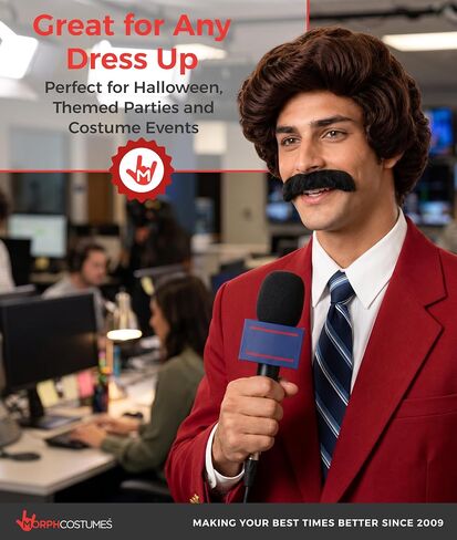 fun shack Men's Wig & Moustache-Adults Movie Newsreader Wig & Mustaches Set in Kuwait