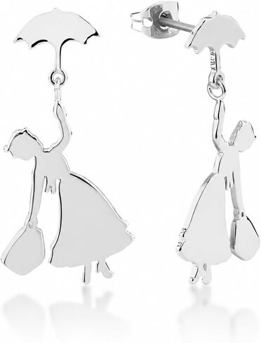 Blingsoul Mary Dangle Earrings - Poppins Silver Flying Umbrella Fashion Earring for Women in Kuwait