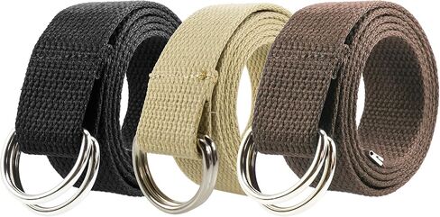 حزام Gelante Canvas Web D Ring بإبزيم فضي على الطراز العسكري للرجال والنساء 1 أو 3 قطع in Kuwait