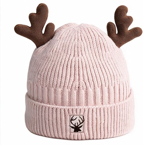 HMTRADE Christmas Knitted Antler Hat,Cute Reindeer Antlers Knitted Hat,Crochet Knit Cap for Adults,Winter Warm Beanie Cap in Kuwait