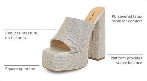 Dsevht Chunky Platform Sandals for Women,Slip On Square Toe Platform Mules with High Heel in Saudi Arabia
