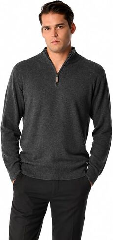 Cashmere Boutique: Men's 100% Pure Cashmere Half Zip Pullover Sweater (3 Colors, Sizes: S/M/L/XL) in Kuwait