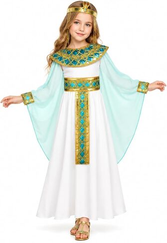 Liitrsh Kids Halloween Cos Egyptian Costume Set Egyptian Dress for Girls Egyptian Costume Girls Queen Accessories for kids in Kuwait
