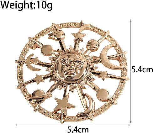 MUZHE Golden Star Moon Sun Galaxy Rudder Brooch Pin for Couple in Kuwait