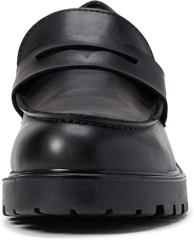 Steve Madden Lotto Black Leather Retro Lug Sole Low Chunky Heel Penny Loafer (Black, 8) in Kuwait