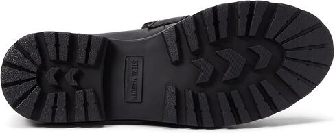 Steve Madden Lotto Black Leather Retro Lug Sole Low Chunky Heel Penny Loafer (Black, 8) in Kuwait