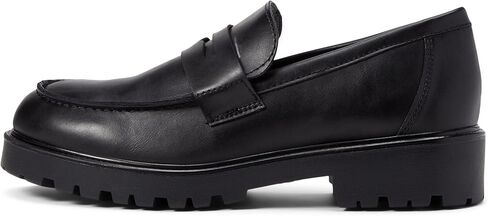 Steve Madden Lotto Black Leather Retro Lug Sole Low Chunky Heel Penny Loafer (Black, 8) in Kuwait