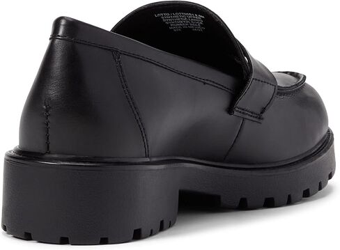 Steve Madden Lotto Black Leather Retro Lug Sole Low Chunky Heel Penny Loafer (Black, 8) in Kuwait
