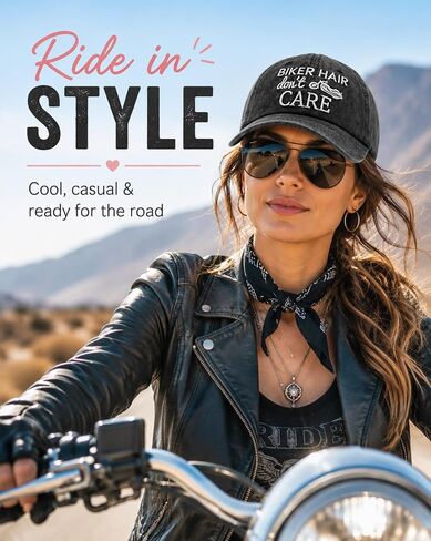 Waldeal Biker Hair Don't Care Hat for Women, Denim Washed Adjustable Baseball Cap in Saudi Arabia