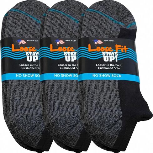 Loose Fit Stays Up Cushioned No Show Socks (Pack of 3) in Kuwait