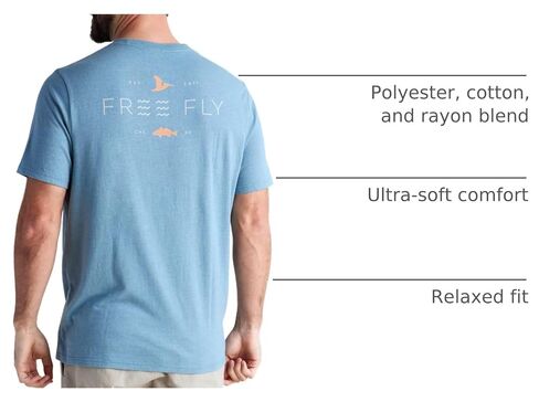 Free Fly Men's Low Tide Tee - Logo Graphic Tee for Men - Ultra-Soft Cotton-Blend T-Shirt in Kuwait