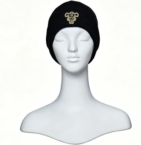 LoliMiss Anime Black Bull Embroidery Knit Beanie Hat in Kuwait