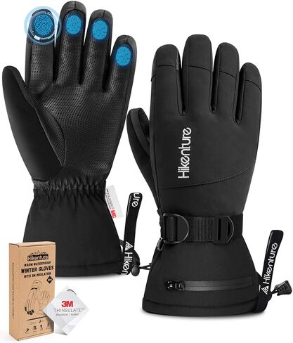 Hikenture Ski Gloves for Men Women-3M Thinsulate Snow Gloves Waterproof Insulated -Winter Snowboarding Gloves,Warm Touchscreen Snowmobile Gloves in Kuwait