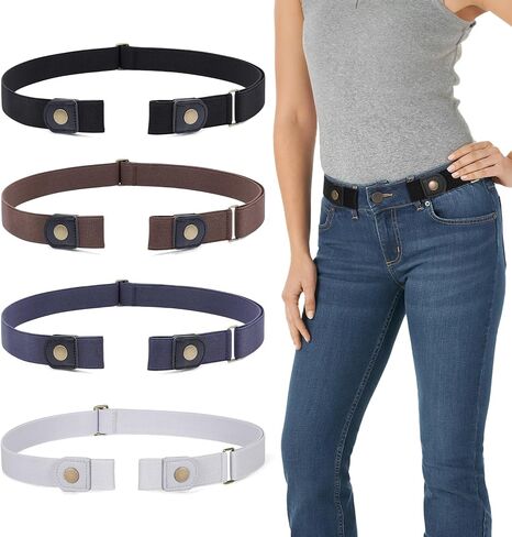 WERFORU 3 Pack 4 Pack بدون إبزيم حزام مطاطي غير مرئي بدون إبزيم للنساء والرجال in Kuwait