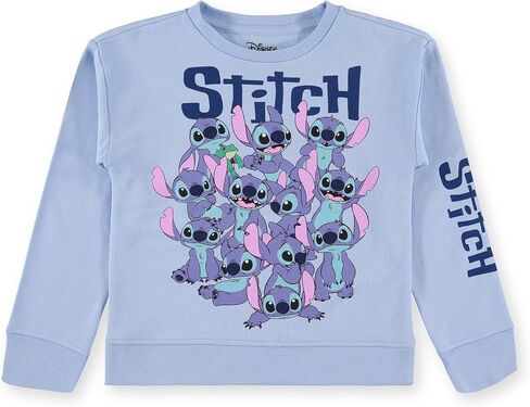 Disney Girls Lilo and Stitch Sweatshirt - Girls Classic Lilo and Stitch Lilo and Stitch Crewneck Sweatshirt with Sleeve Print in Kuwait