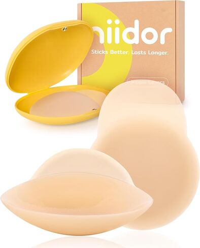 Niidor Nipple Pasties For Women, Invisible Nipple Covers Stickers With Lift, Silicone Breast Lift Sticky Bra For Dress Creme 10CM/3.94INCH Diameter in Kuwait