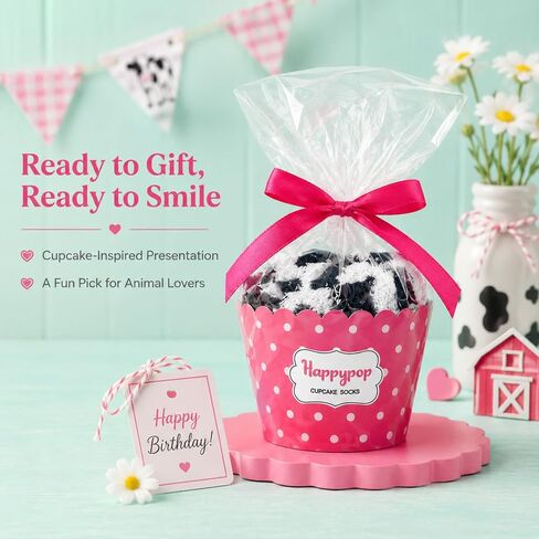 HAPPYPOP Fuzzy Pink Cow Print Stuff Cow Socks Girls, Funny Cow Print Gifts Cute Cow Gifts for Cow Lovers Women in Kuwait