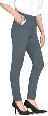 Bamans Womens Dress Pants Work Office Slacks Business Casual Stretch Skinny Leg with Pockets in Kuwait
