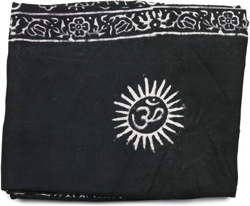 ASHIRWAD Large Om Aum Scarf Shawl Wrap Light Weight Soft Cotton Rayon Viscose Mix Hand Printed Boho Bohemian Yoga Prayer in Kuwait