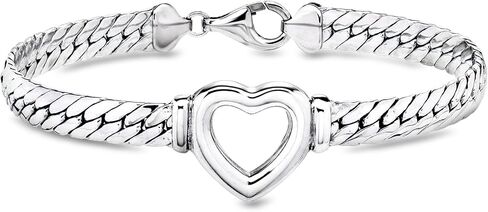 Ross-Simons Sterling Silver Cuban-Link Heart Bracelet. 7 inches in Kuwait