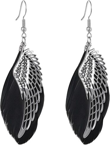 ONLYJUMP Angel Wings Feather Earrings fow Women Girls Bohemian Silver Plated Fairy Wing Lightweight Dangle Drop Earrings Wedding Jewelry in Kuwait