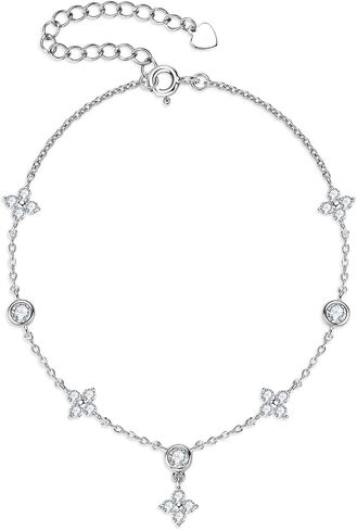 Little Forest Moissanite Bracelet, D-E Color Lab Simulated Diamond Bracelets, 925 Sterling Silver Adjustable Link with 18K White Gold Plated Jewelry Gift for Women in Kuwait