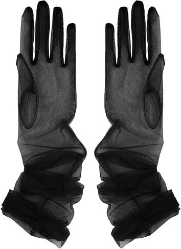 Aniler Women's 21'' Tulle Long Wedding Bridal Elbow Length Sheer Opera Party Gloves in Kuwait