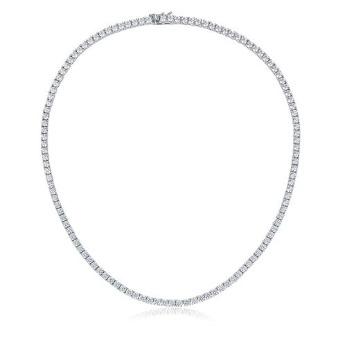 Gemsme 18K White Gold Plated 3.0mm Round Cubic Zirconia Classic Tennis Necklace for women in Kuwait