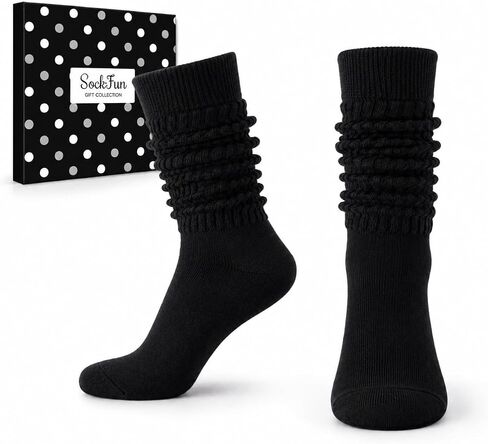 sockfun Slouch Socks Scrunch Socks for Women Girls, Boot Socks Cotton Scrunchie Socks Size 8-13 in Kuwait
